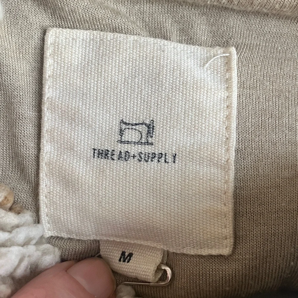 Nordstrom Thread & Supply Cream and Brown Fleece Jacket Size Medium - Picture 7 of 8